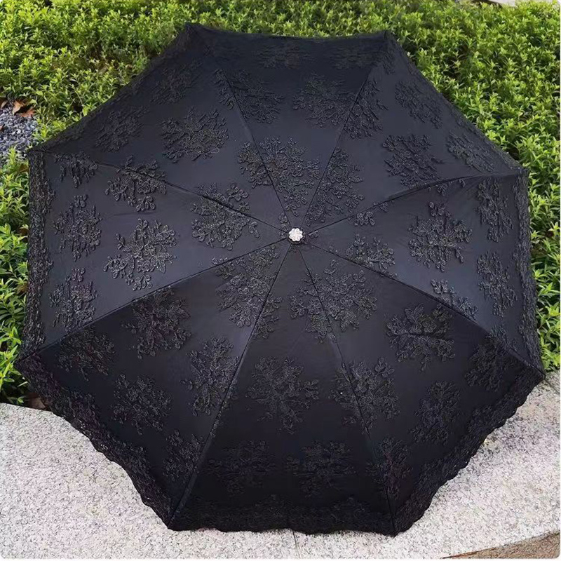 2 3 Fold Luxury Women Lace Umb - Travel Umbrella Compact 评论和价格