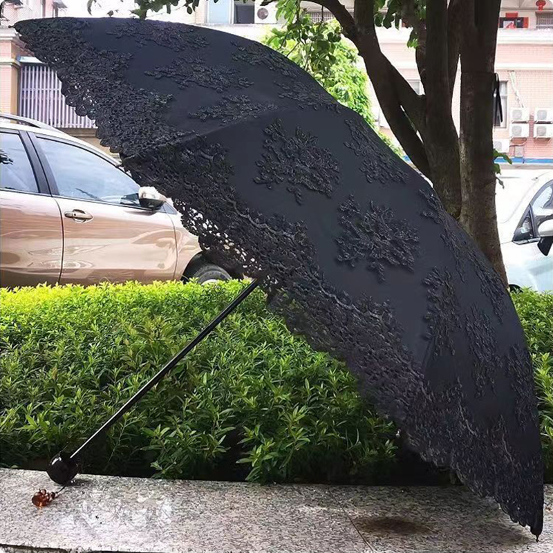 2 3 Fold Luxury Women Lace Umb - Travel Umbrella Compact 评论和价格