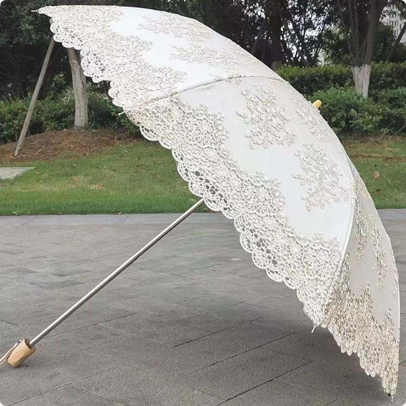 2 3 Fold Luxury Women Lace Umb - Travel Umbrella Compact 评论和价格