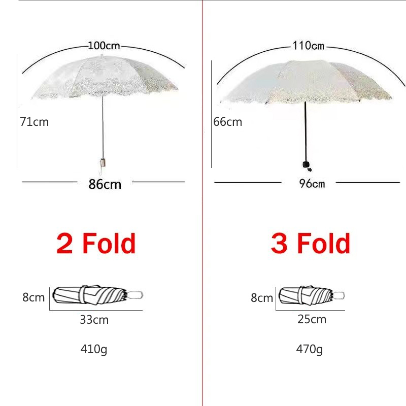 2 3 Fold Luxury Women Lace Umb - Travel Umbrella Compact 评论和价格