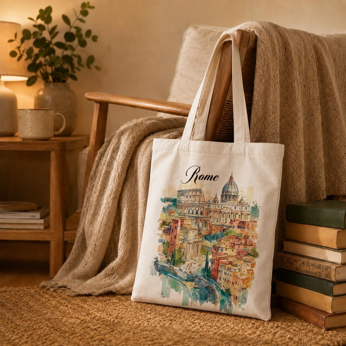 Rome Watercolor Canvas Tote Ba - Travel Accessories Italy 评论和价格