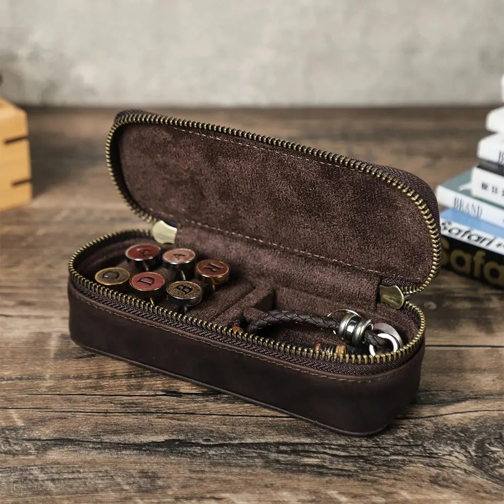 Vintage Genuine Leather Portab - Travel Jewellery & Accessories Organiser 评论和价格