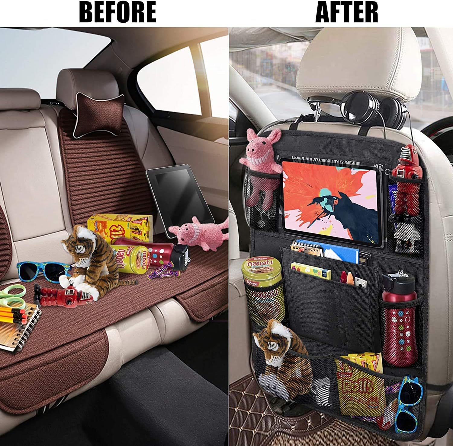 Car Backseat Organizer with Ta - Travel Accessories With Toddler 评论和价格